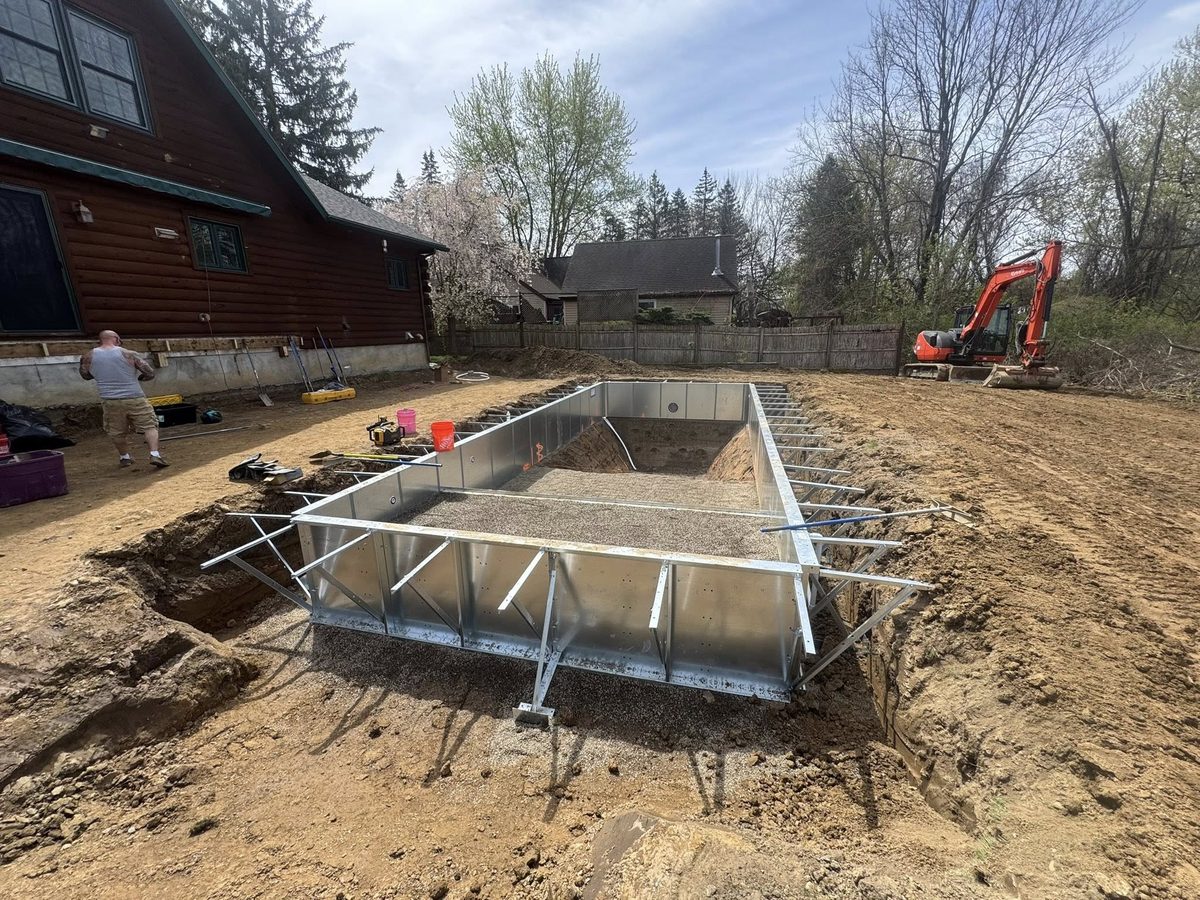 Pool dig with excavator